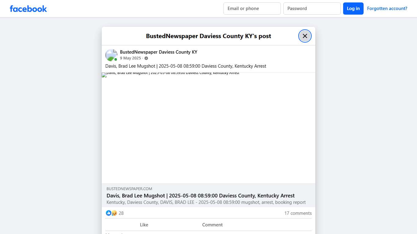Davis, Brad Lee... - BustedNewspaper Daviess County KY Facebook