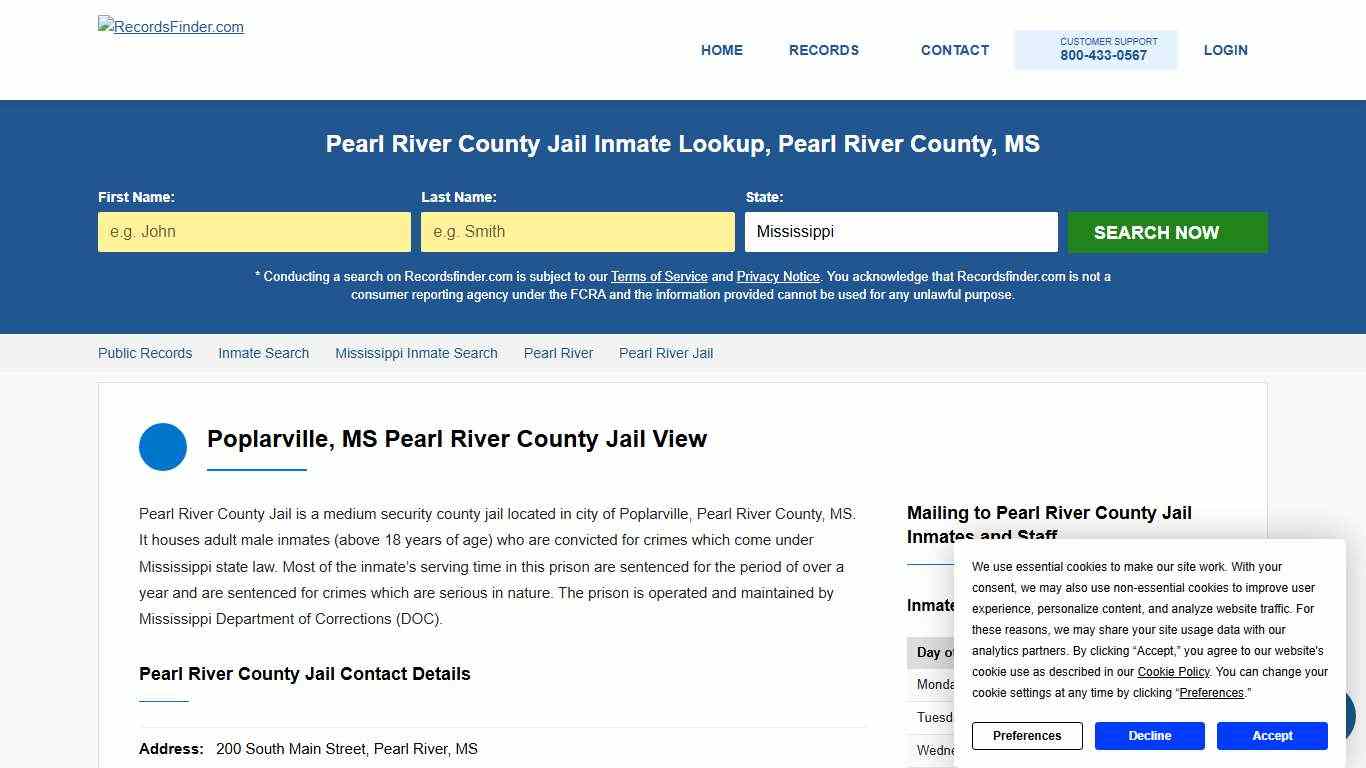 Pearl River County Jail Roster & Inmate Lookup